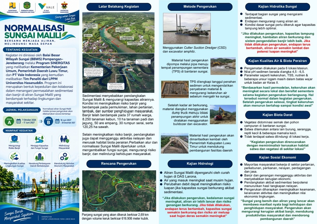 Flyer normalisasi Sungai Malili Luwu Timur