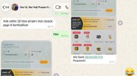 Tangkapan layar pesan WhatsApp mengatasnamakan Wakil Bupati Luwu Timur meminta pinjaman uang