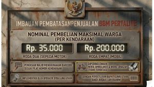 Poster imbauan pembatasan penjualan BBM Pertalite di SPBU Kabupaten Luwu Utara