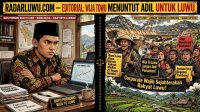 Ilustrasi editorial kemiskinan Luwu dan tambang Latimojong