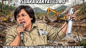 Ilustrasi orasi tolak tambang ilegal Bajo Barat Kabupaten Luwu